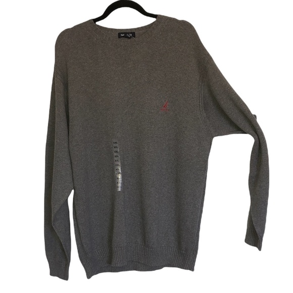 NWT NAUTICA Sweater Men's Size XXL Grey Heather Cotton Pullover Crewneck - Picture 8 of 9